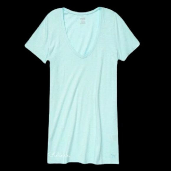Victoria’s Secret Pink Soft  Perfect V-neck tee t-shirt top Blue green Xs S - Picture 1 of 3